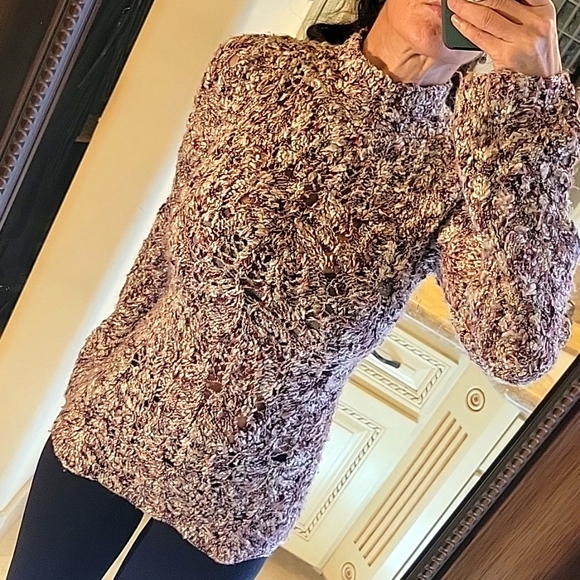 Bebe Cozy Multicolor Crocheted Sweater, L - Picture 3 of 15